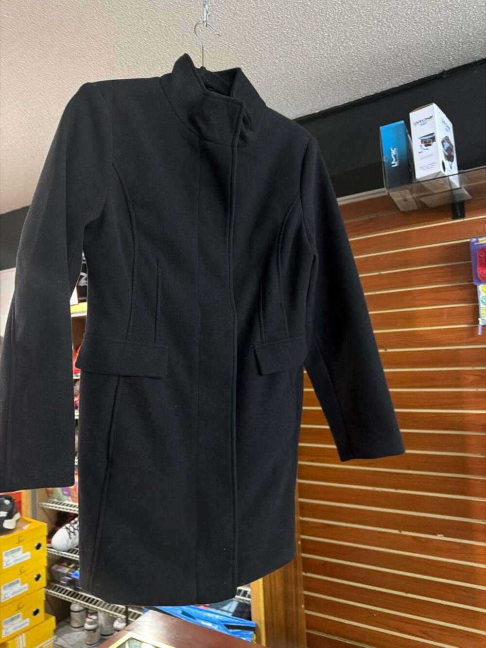 Vince Camuto Womens Black Stand Collar Coat Size Medium